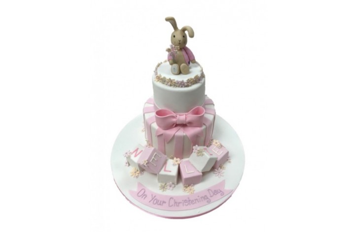 Bunny & Bows Tiered Christening Cake